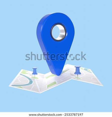 Blue Location Map GPS Navigation Pin Checking 3D Illustration