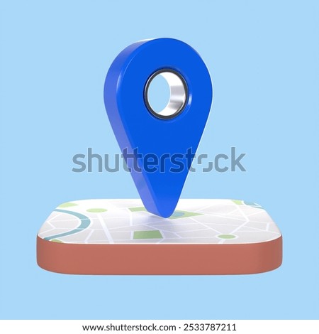 Blue Location Map GPS Navigation Pin Checking 3D Illustration