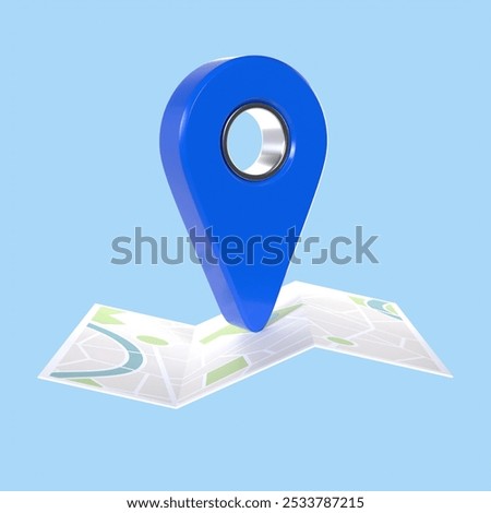 Blue Location Map GPS Navigation Pin Checking 3D Illustration