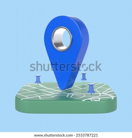 Blue Location Map GPS Navigation Pin Checking 3D Illustration