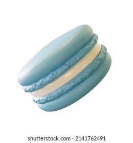 Blue Macaron Side Picture. 3d Rendering.