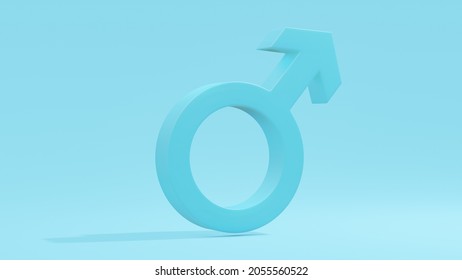 Blue Male Gender Symbol. Minimal Idea Concept, 3D Render.