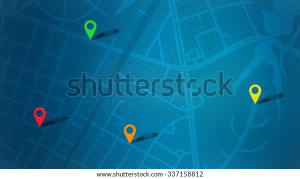 Blue map with\
location and POI\
background