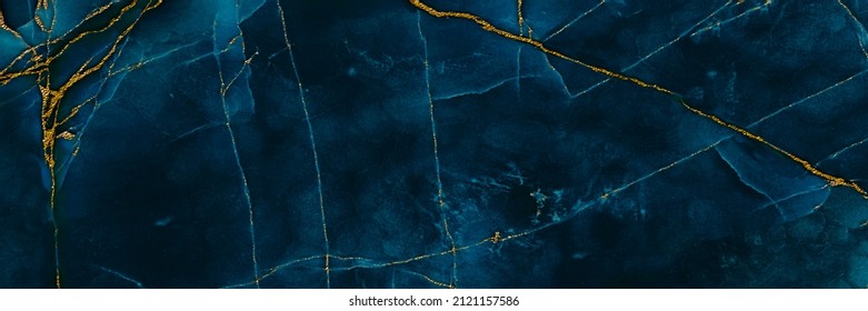 Blue Marble With Golden Veins, Blue Marbel Natural Pattern For Background, Abstract Blue Aqua And Gold, Black And Yellow Marble, High Gloss Marble Stone Texture Of Digital Tiles Design.