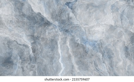 Blue Marble Pattern With White Veins. 2d Illustration. Abstract Texture And Background