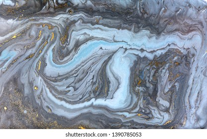 Blue marbling pattern. Golden marble liquid texture. - Shutterstock ID 1390785053