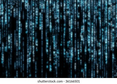 Blue Matrix Background Computer Generated