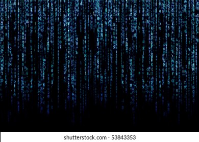 Blue Matrix Background Computer Generated