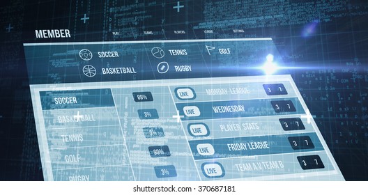 Blue matrix and codes against gambling app screen - Powered by Shutterstock