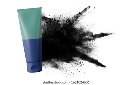 Blue Mens Grooming Product Mock Up. 3D Rendering