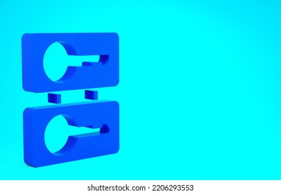 Blue Metal Mold Plates For Casting Keys Icon Isolated On Blue Background. Set For Mass Production And Forgery Of The Keys. Minimalism Concept. 3d Illustration 3D Render.