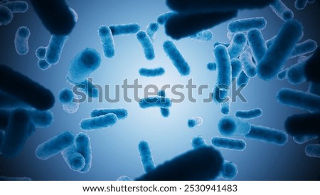Blue Microbes Floating in Gradient Background