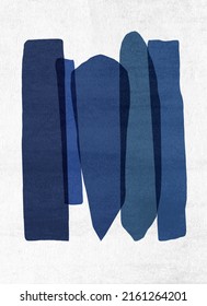 A Blue Mid Century Style Abstract Art Print