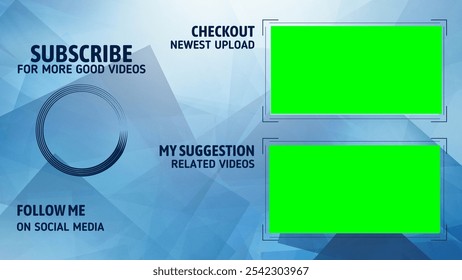 Blue Minimalist Abstract YouTube End Screen - Powered by Shutterstock