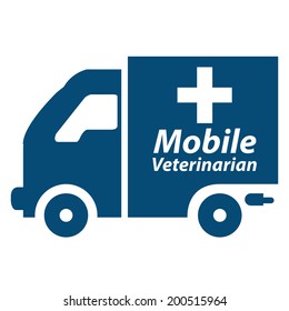 Blue Mobile Veterinarian Icon Or Label Isolated On White Background