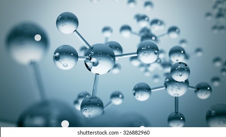 Blue Molecule Structure 3D Illustration