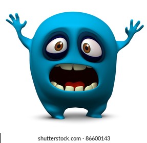 Happy Blue Monster Stock Illustration 86570350