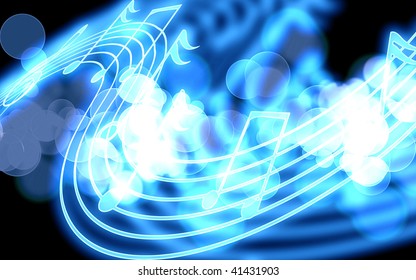 Blue Music Notes On Black Background Stock Illustration 41431903 ...