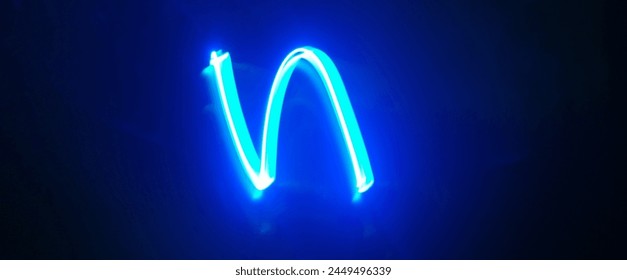 blue neon effect background. technology, blue light
