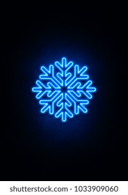 Blue Neon Snowflake Sign