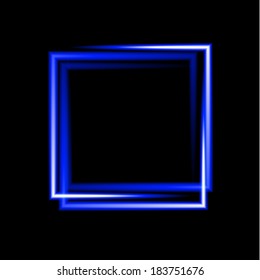 Blue neon square background