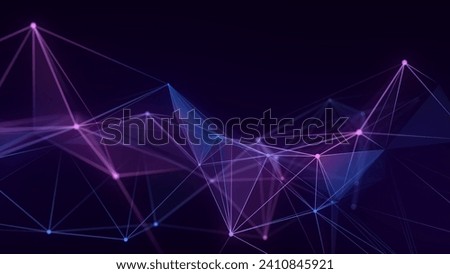 Blue network connection structure. Digital background with dots and lines. Big data visualization. 3D rendering.