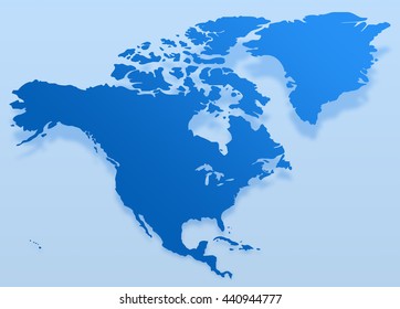 Blue North America Map North America Stock Illustration 440944777 ...