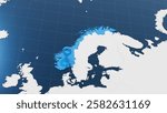 Blue Norway 3d map with pointer pin surrounded with other countries in white. Europe political map with borders. 3d render illustration. 3D Illustration