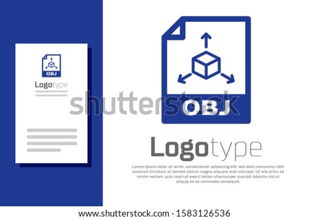 Blue OBJ file document. Download obj button icon isolated on white background. OBJ file symbol. Logo design template element. 