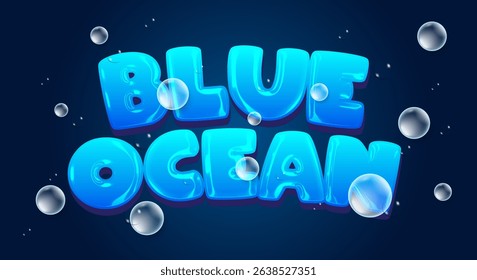 Blue Ocean 3d editable text effect Template suitable for Bubble theme