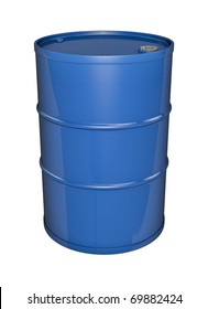 Blue Oil Barrel. 3D Rendered Image.