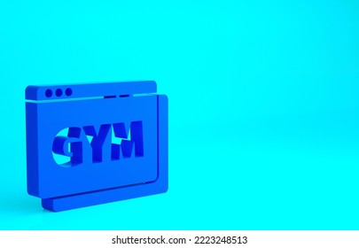 Blue Online Fitness And Training Icon Isolated On Blue Background. Minimalism Concept. 3d Illustration 3D Render.