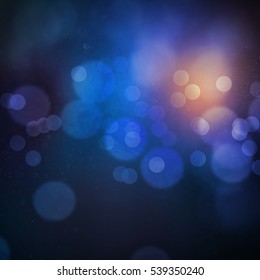 Blue Orange Bokeh With Dust, Glitter, Sparkles