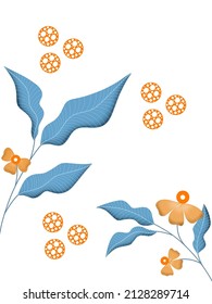 Blue Orange Floral Flower Pattern Isolated Background