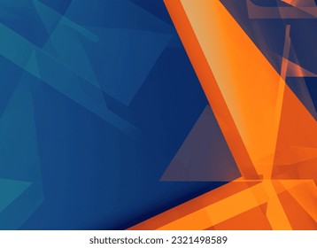 Blue and orange modern abstract wide banner with geometric shapes. Dark blue and orange abstract background. Illustrazione stock