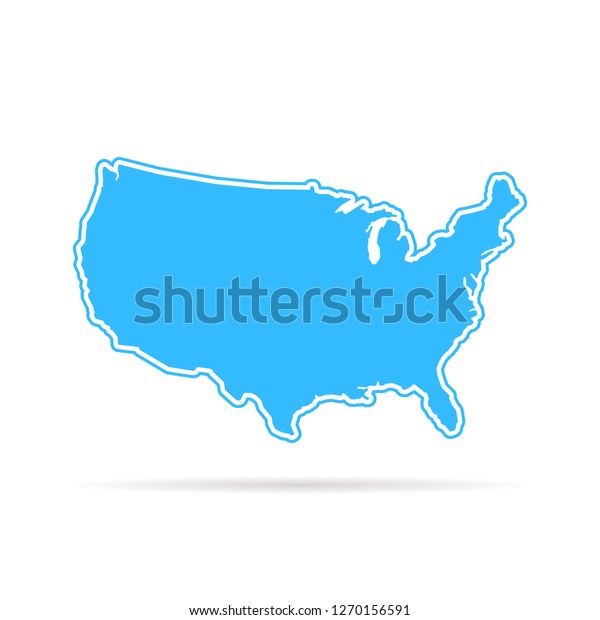 Blue Outline Usa Map Shadow Concept Stock Illustration 1270156591