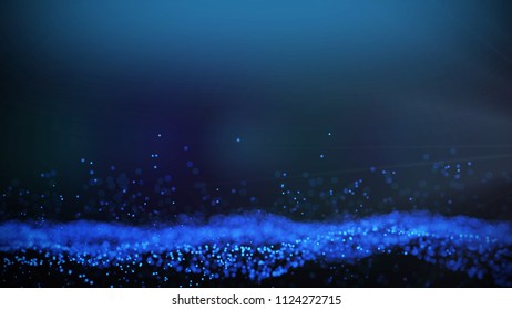 Blue particles abstract background