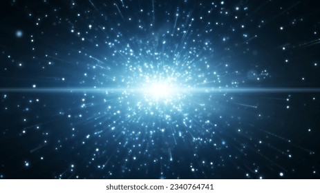 Blue particles explosion, Flicker Light effect.