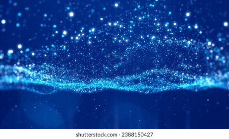 Blue particles light elegant abstract background.