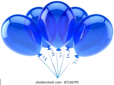 Blue party balloons 5 five Happy Birthday decoration. Anniversary retirement occasion graduation greeting card concept. Happiness joy fun abstract. Detailed 3d render. Isolated on white background - Powered by Shutterstock