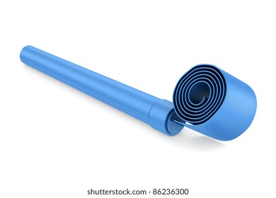 Blue Party Whistle Isolated On White Background