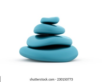 Blue Pebbles Rendered Isolated