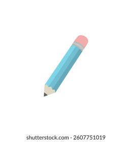 Blue pencil, flat design, minimal, school-related, eraser, simple, creative, versatile.