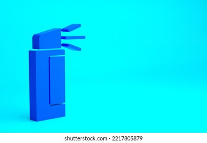 Blue Pepper Spray Icon Isolated On Blue Background. OC Gas. Capsicum Self Defense Aerosol. Minimalism Concept. 3d Illustration 3D Render.