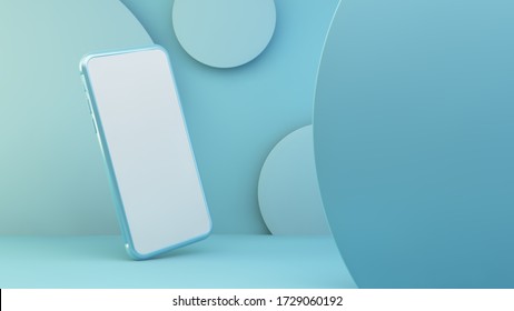 Blue Phone With White Screen 3d Rendering