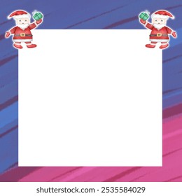 blue and pink abstract square frame decorated with santa claus  - Powered by Shutterstock