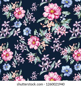 Seamless Vintage Floral Pattern On Navy Stock Vector (Royalty Free ...