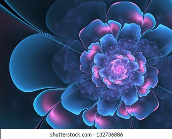 Blue Pink Fractal Flower Digital Artwork Stock Illustration 132736886 ...