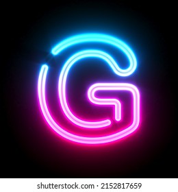 Blue Pink Glowing Neon Tube Font Letter G 3D Render Illustration Isolated On Black Background