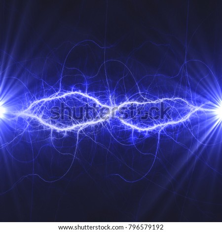 Blue plasma lightning, abstract electrical background 